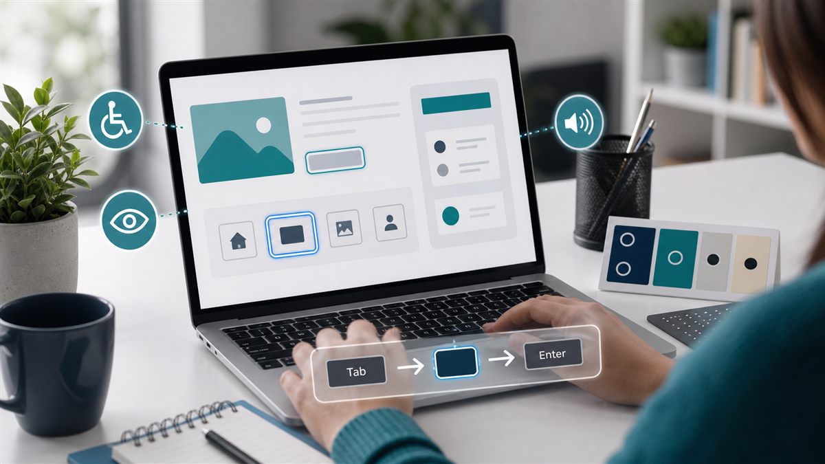 Acessibilidade web com interface inclusiva em notebook e recursos visuais