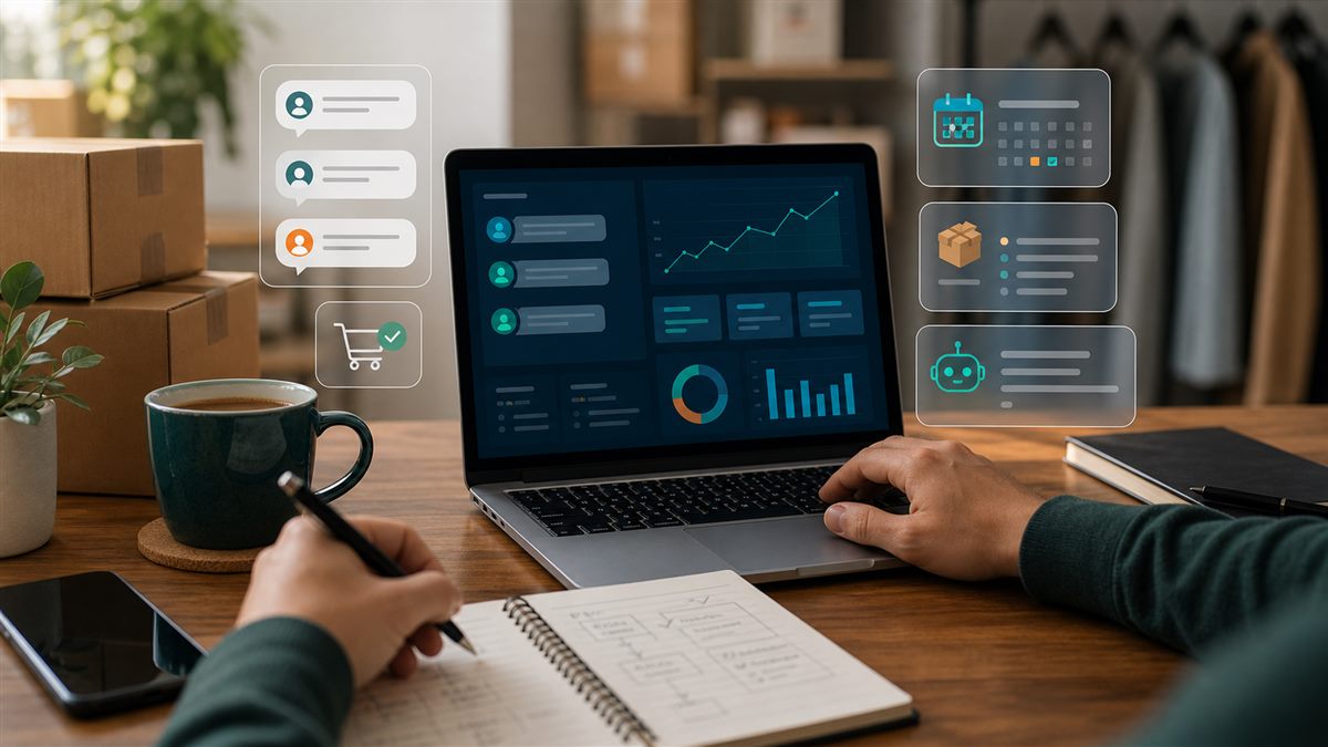 IA para pequenas empresas com painel de atendimento e organização digital