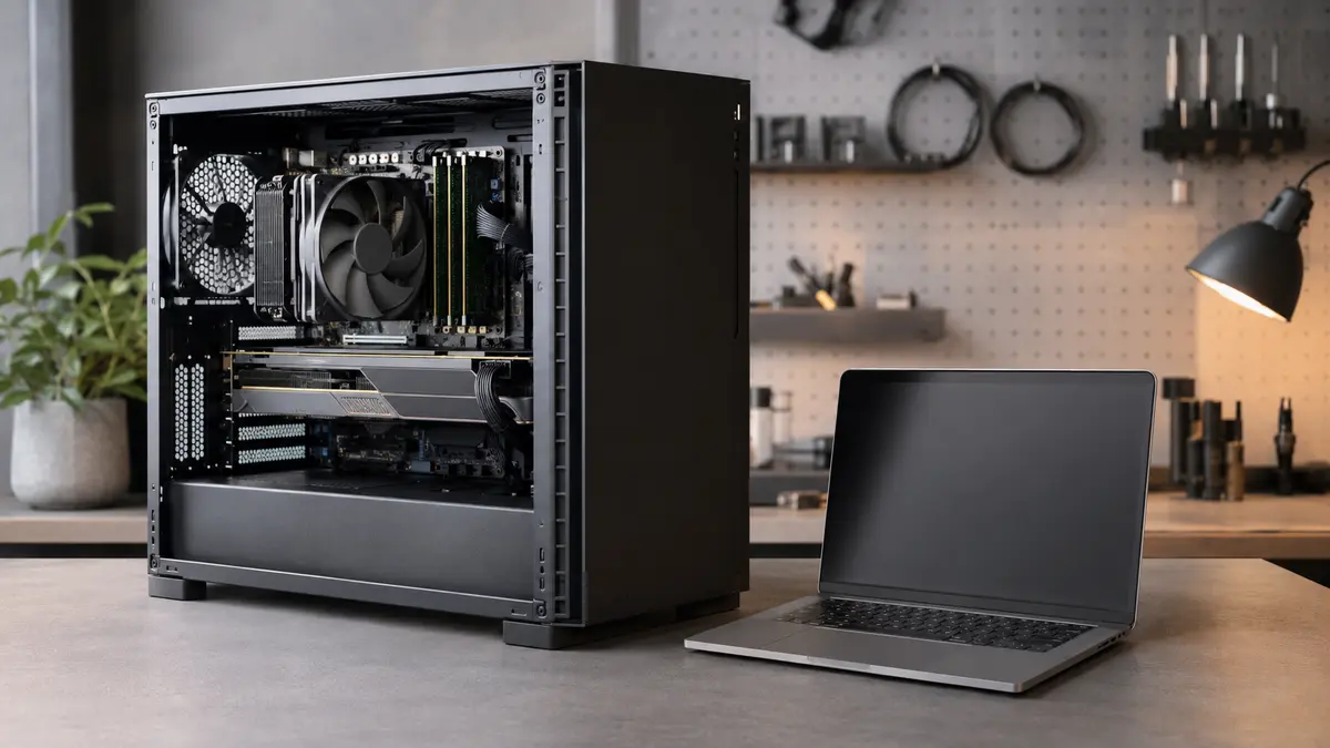 Computador de mesa e notebook comparados para execução de IA local