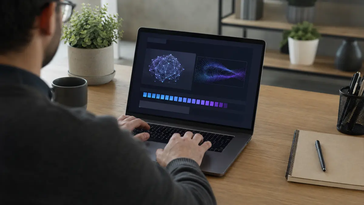 Pessoa testando um modelo de IA local em um notebook