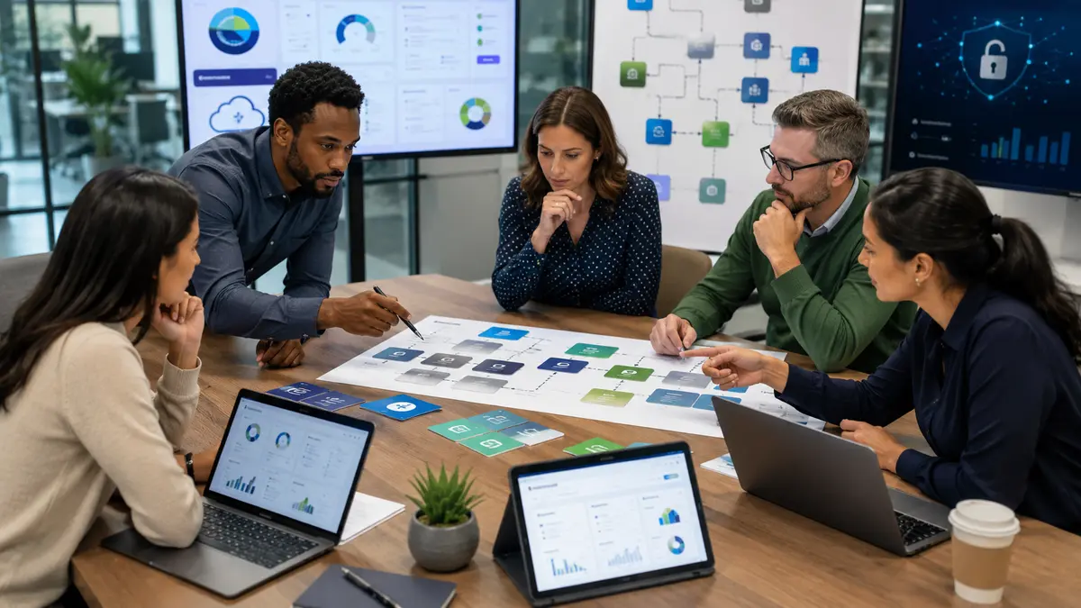 Equipe compara integrações, segurança, governança e adoção antes de implantar um CRM