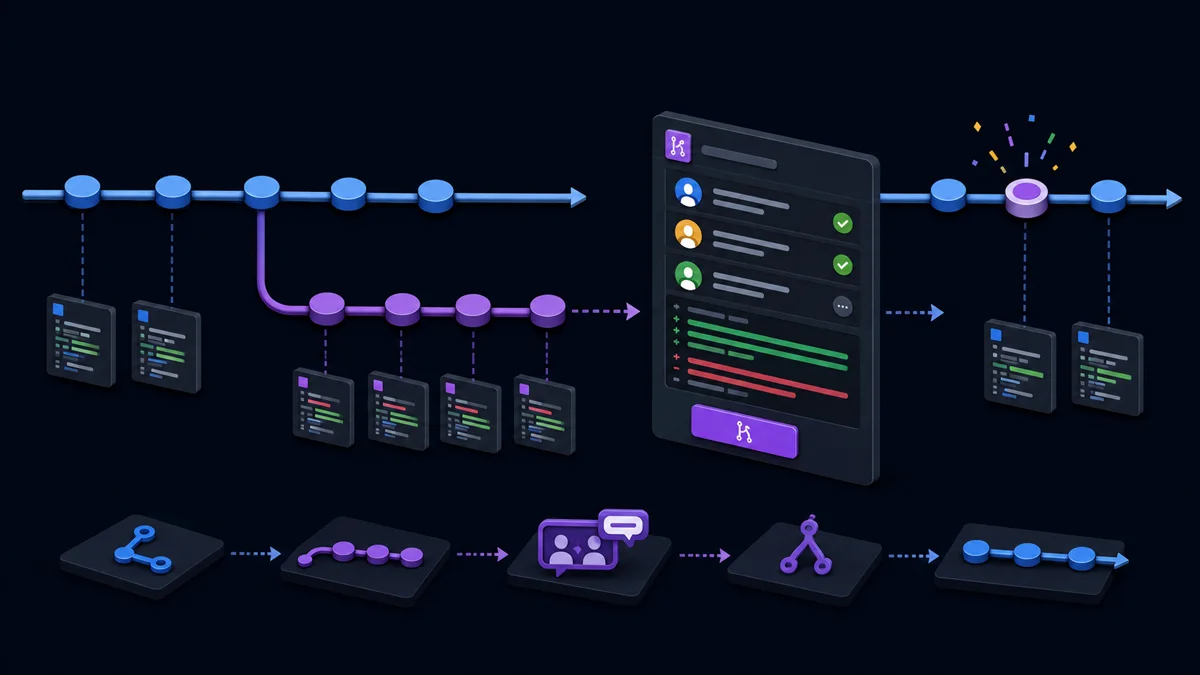 Branches, revisão e merge em um fluxo Git