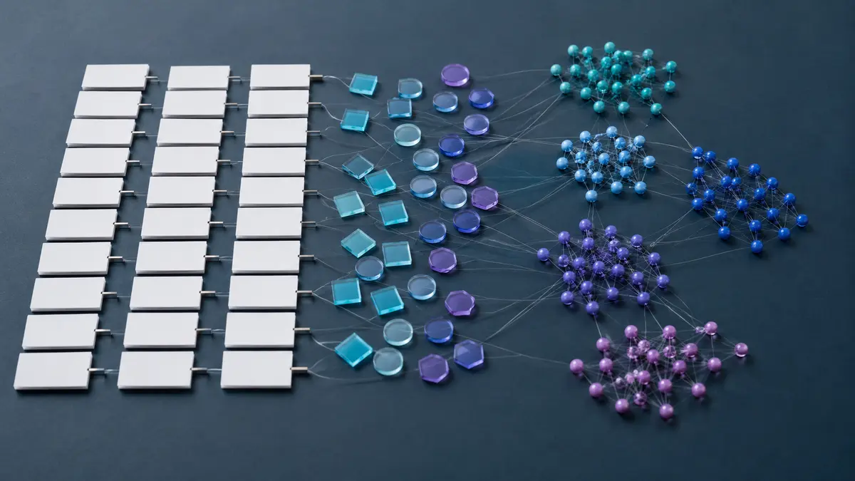 Representação visual de registros relacionais transformados em grupos de embeddings