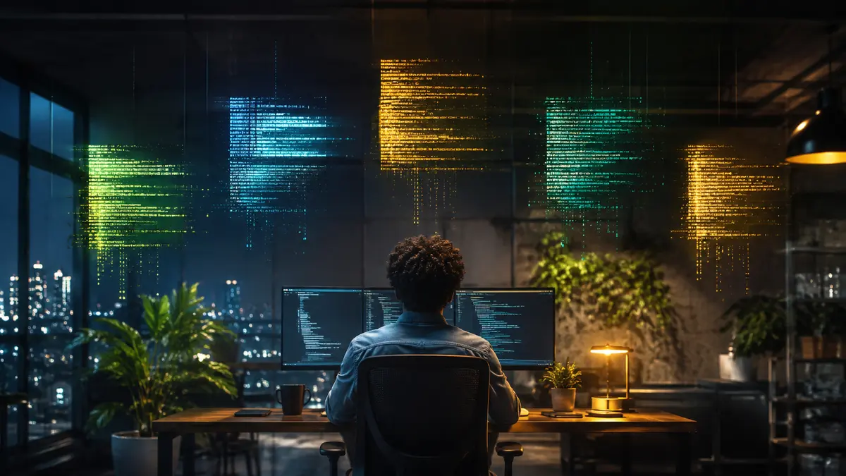 Desenvolvedor observa cinco módulos que representam projetos brasileiros de programação