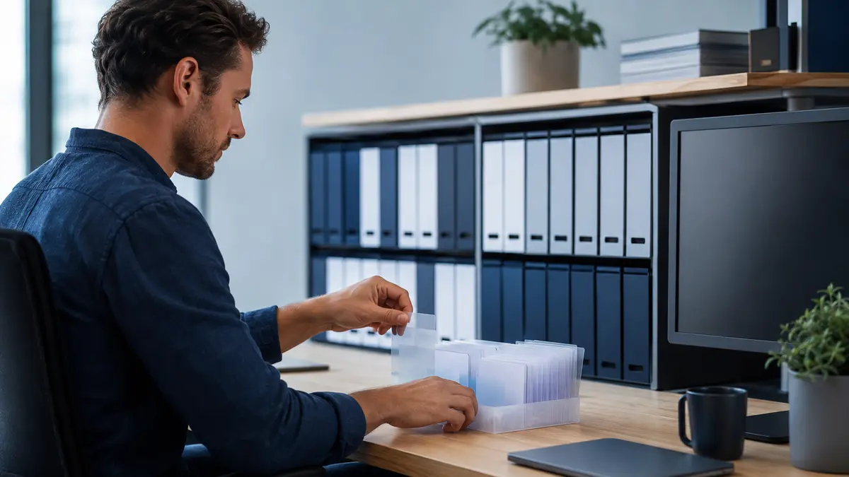 Profissional seleciona registros para a tarefa atual diante de um arquivo persistente