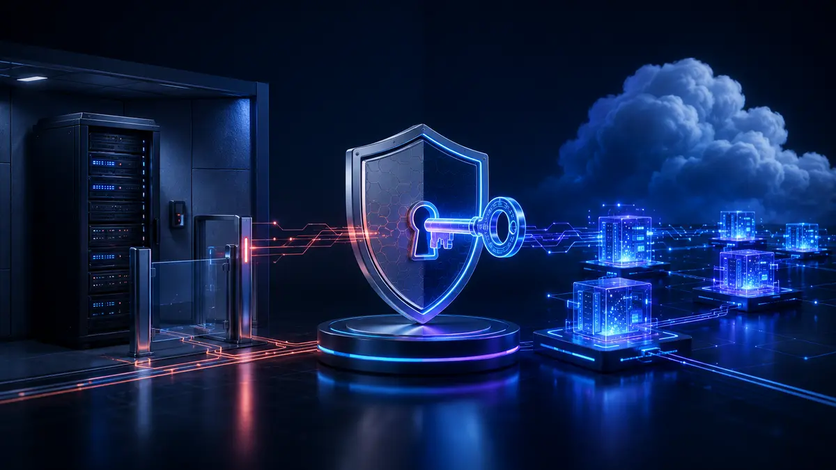 Comparação entre servidor on-premise e infraestrutura cloud protegidos por controles de segurança