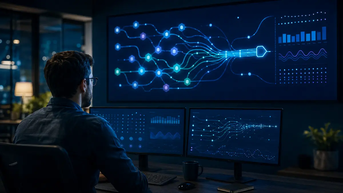 Engenheiro analisando serviços, métricas e rastros distribuídos em uma aplicação