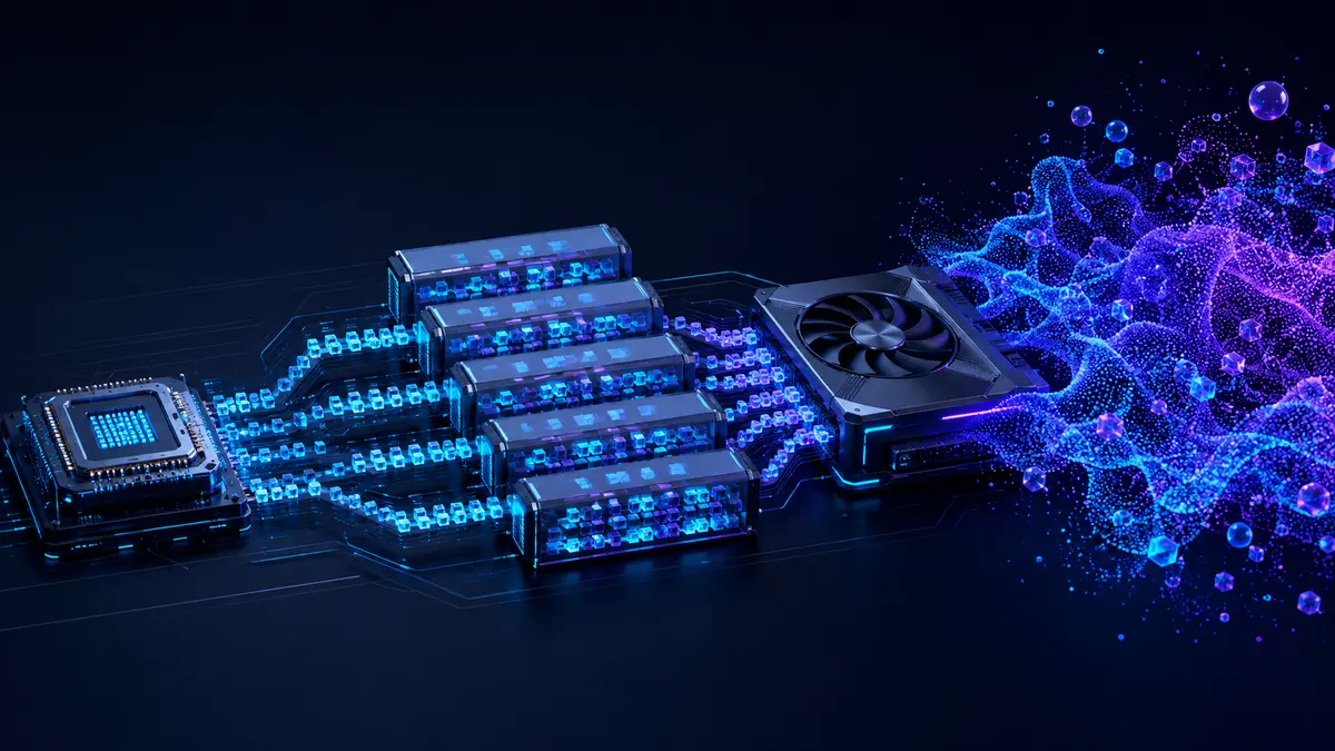 Blocos de dados passam do processador para a GPU e formam uma simulação tridimensional