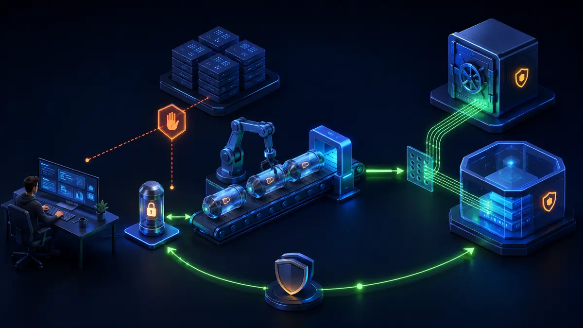 Pipeline protegido levando configurações do desenvolvimento até a aplicação em produção sem gravá-las no código
