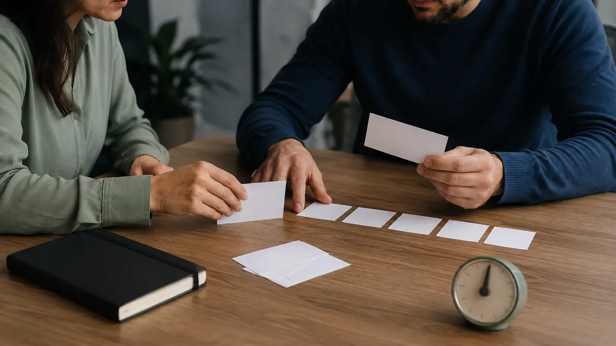 Equipe comparando documentos ordenados durante um teste de relevância e latência