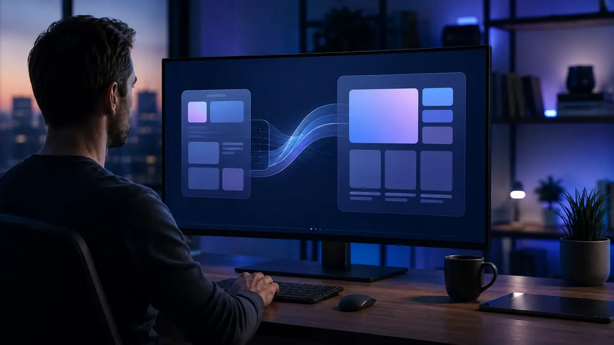 Desenvolvedor criando uma transição fluida entre dois estados de uma interface web